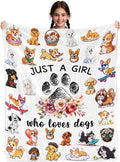 Dog Lovers Gifts for Women, Just A Girl Who Loves Dogs, Blanket with Dogs On It, Dog Lover Blankets for Girls, Puppys Gifts for Women Girl Kids, Puppys Theme Blanket 40" x 50"