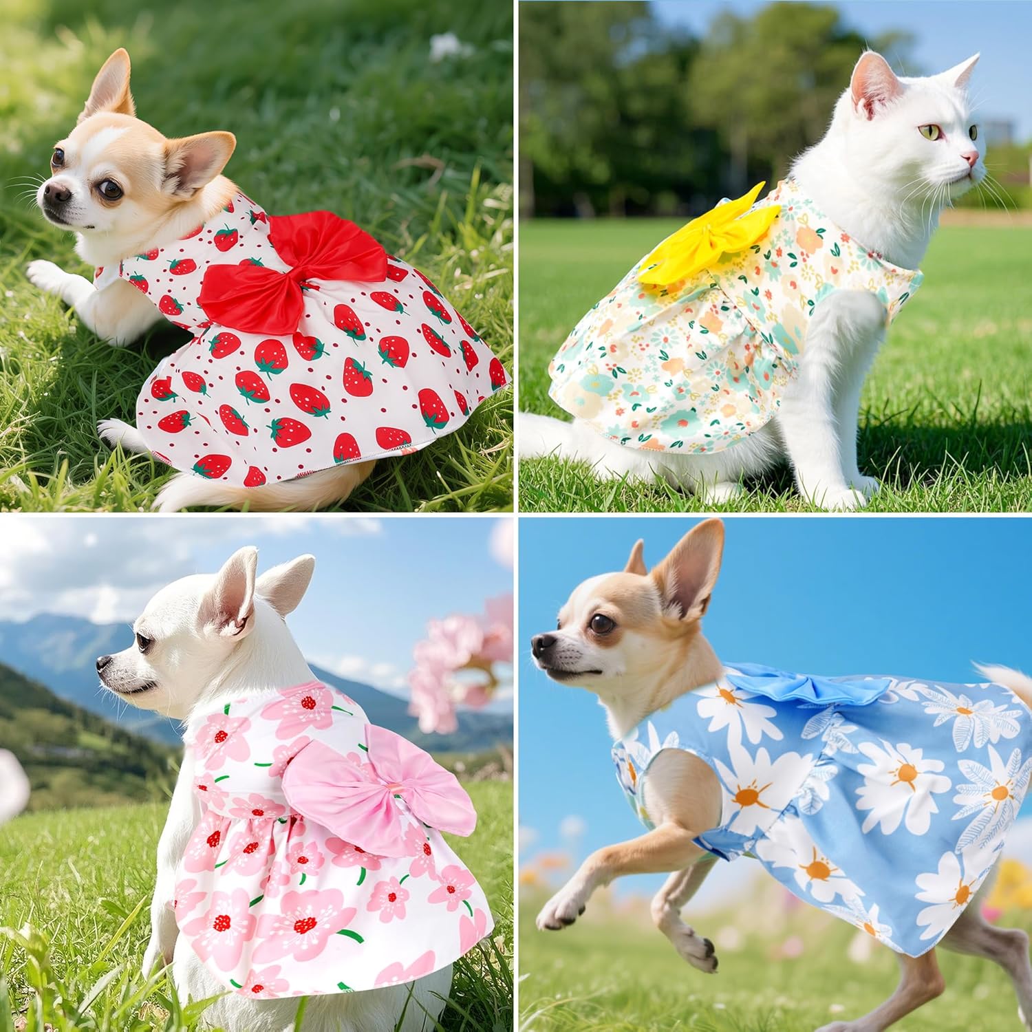 choyaxo 4pcs Cute Dog Dress Pet Dress Puppy Skirt Summer Pet Clothes for Puppy Small Cats