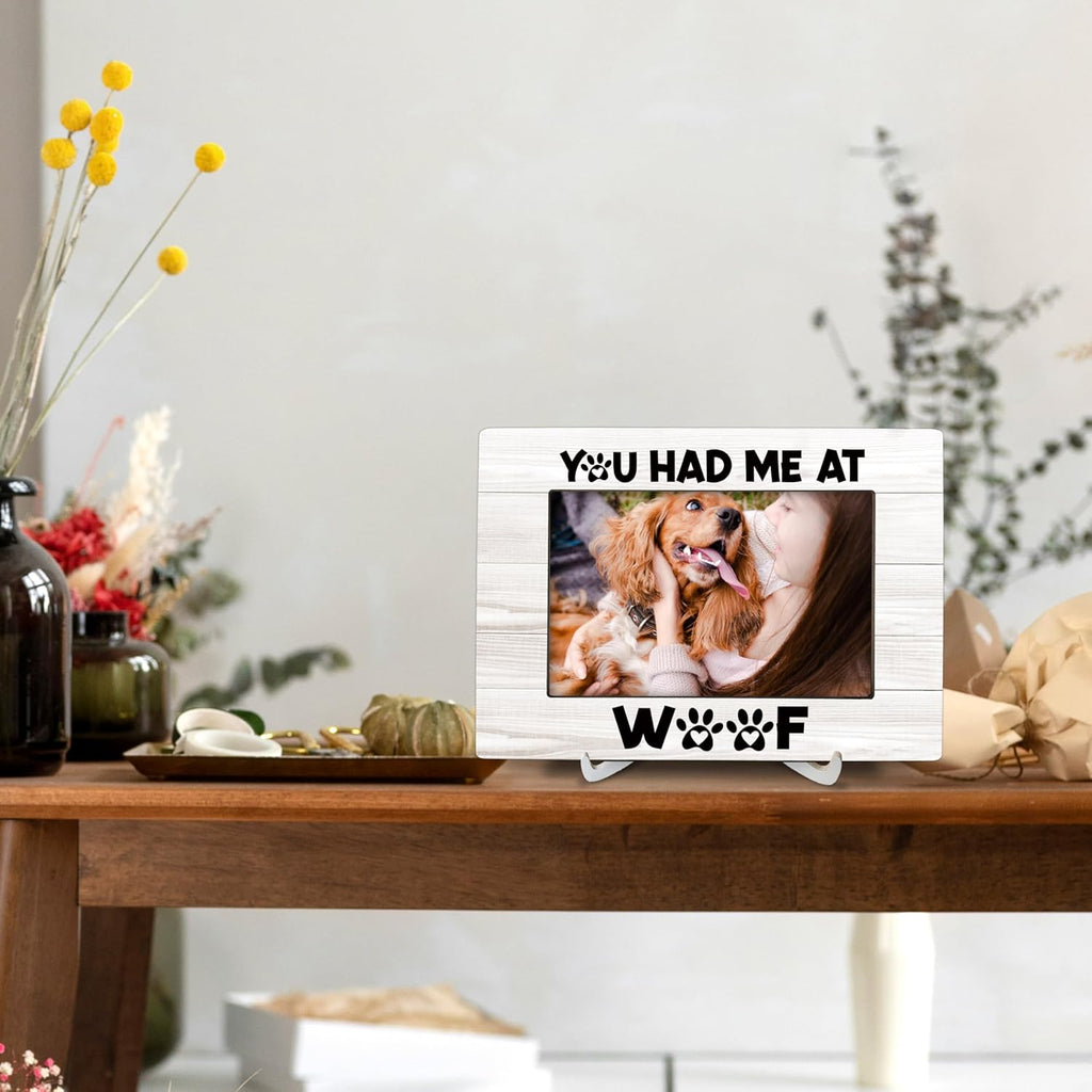 Dog Gift 8x6 Picture Frames, Dog Mom Gifts for Women, Gift for Dogs Owner, Pet Dogs Memorial Wood Photo Frame, You Had Me At Woof Pet Dad Gifts Picture Frame for Wall and Tabletop Display
