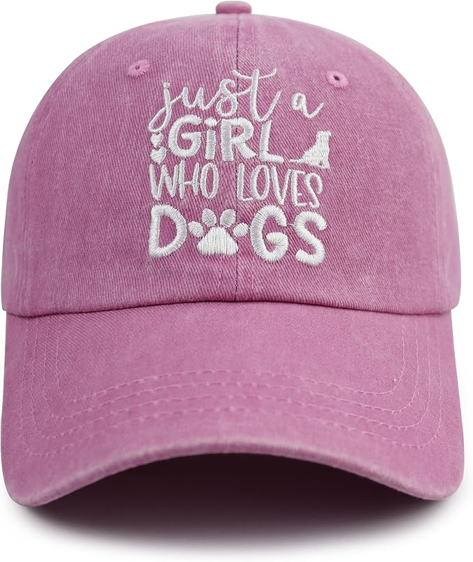 Just a Girl Who Loves Dogs Hat for Women, Funny Adjustable Embroidered Dog Mom Baseball Cap