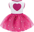 Idepet Spring Summer Pet Dog Cat Puppy Tutu Princess Dress Heart Printed Lace Dog Skirt Pet Apparel Dog Dress