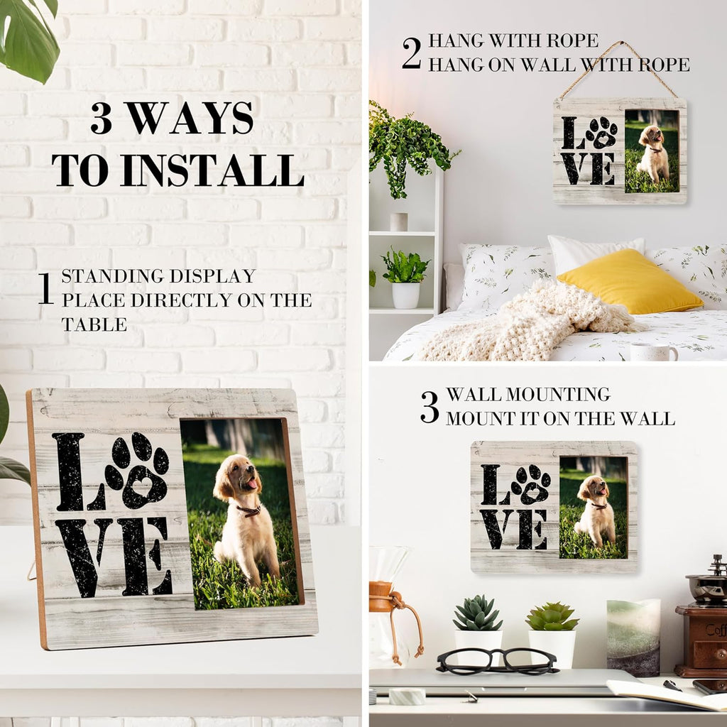Dog Picture Frames, Puppy Photo Frame, Love Dogs Frames For Pictures, Pet Memorial Gifts, Farmhouse Home Living Room Bedroom Office Decoration -b102