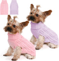 2 Pack Dog Sweaters for Small Dogs Winter Turtleneck Pullover Cable Knit Fleece Stretch Puppy Doggie Chihuahua Toy Poodle Yorkie Pomeranian Boy Girl Pet Clothes (S, Pink & Purple)