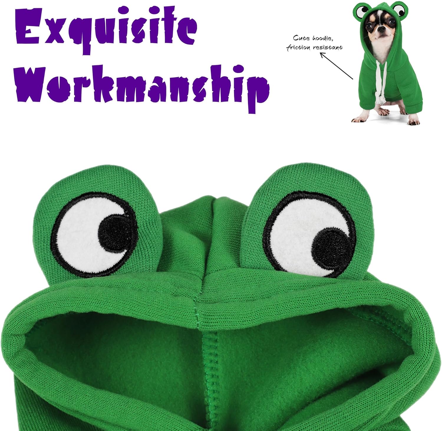 Adorable Frog Dog Hoodie with Cute Frog Eyes,Warm and Cozy Cotton Blend Sweatshirt for Small,Medium Dogs Perfect for Fall,Dog Costumes,and Cosplay Parties,Pet Outfit for All Occasions