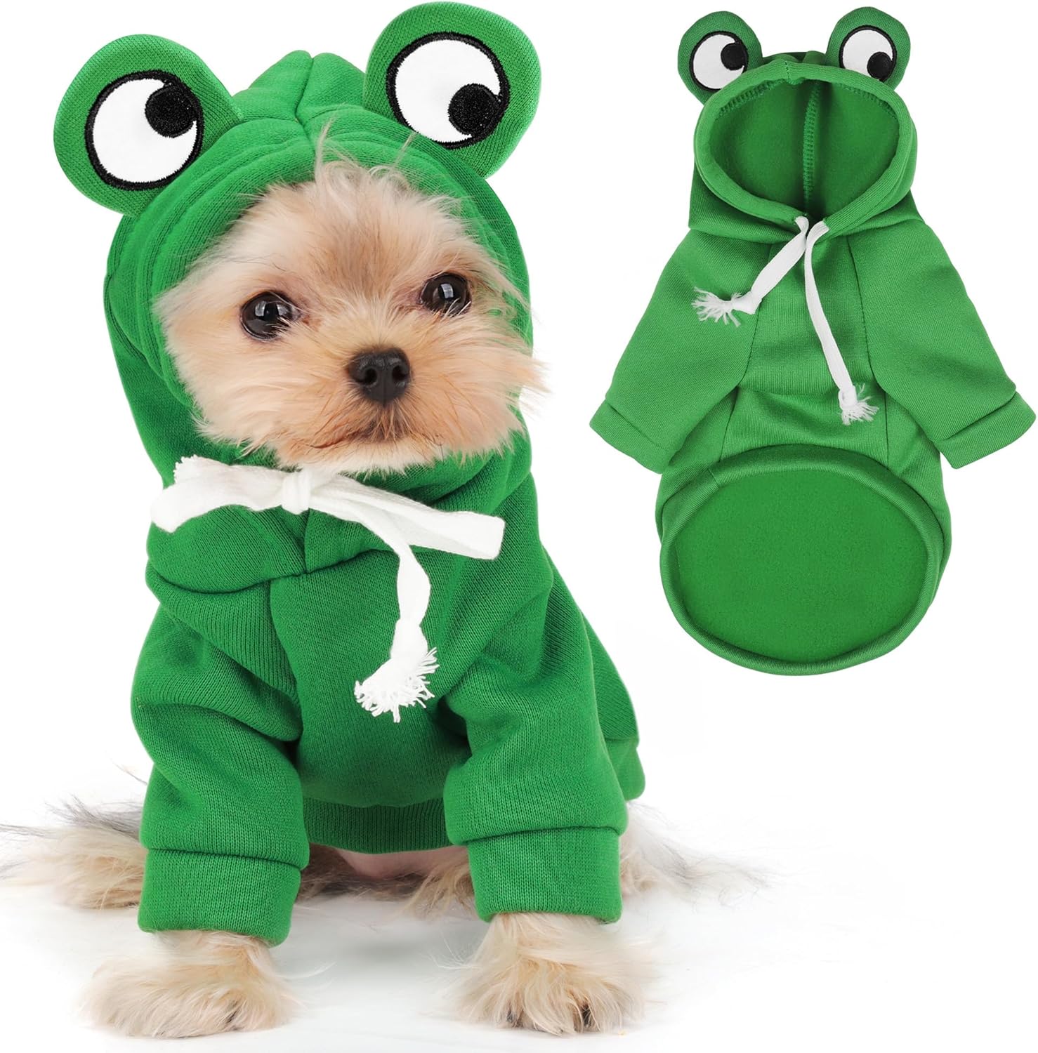 Adorable Frog Dog Hoodie with Cute Frog Eyes,Warm and Cozy Cotton Blend Sweatshirt for Small,Medium Dogs Perfect for Fall,Dog Costumes,and Cosplay Parties,Pet Outfit for All Occasions