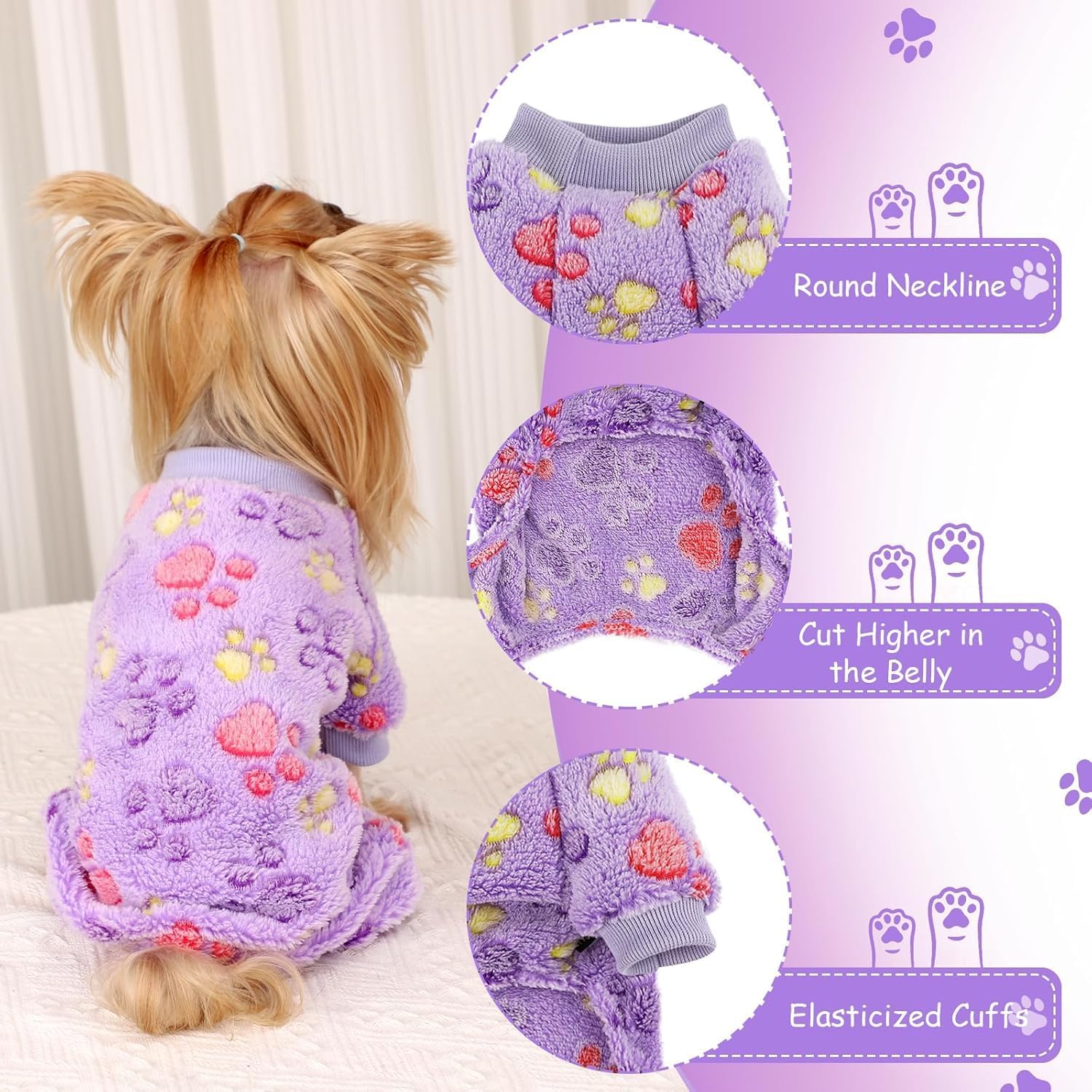 YIKEYO Dog Sweaters for Small Dogs, Dog Pajamas Winter Girl and Boy,Puppy 4 Legged Clothes Chihuahua Yorkie Teacup Jumpsuit Cute Feet Print