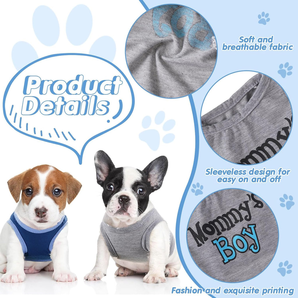 Sadnyy 6 Pack Winter Dog Shirt Boy Pet Clothes Doggy Tee Tank Top Kitten Shirts with Letters for Small Medium Dogs Cats Soft Cozy Chihuahua Vest Apparel for Dog Cat Puppy