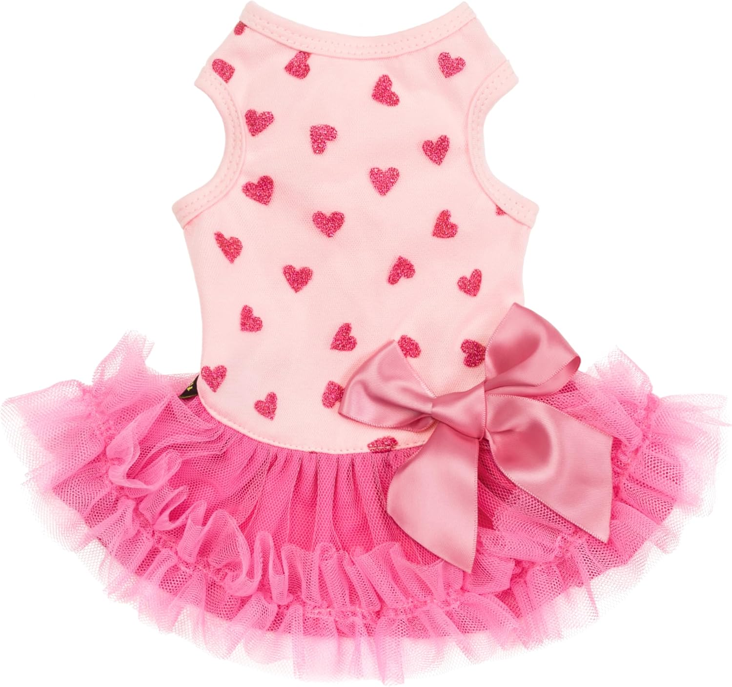 Fitwarm Sparkly Heart Dog Tutu Dress, Birthday Clothes for Small Dogs Girl, Pet Outfit, Light Pink, Hot Pink,