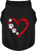 Discover Cozy Sleeveless Canine Wear: Soft, Lightweight, and Breathable Cotton Dog Shirt Featuring Heart and Paw Graphics. Vest Tank Top is Ideal for Small, Medium, and Large Breeds Black