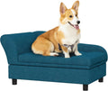 PawHut Pet Sofa, Dog Couch, Elevated Pet Bed for Small Dogs, with Hidden Storage, Soft Tufted Cushion, Dark Blue
