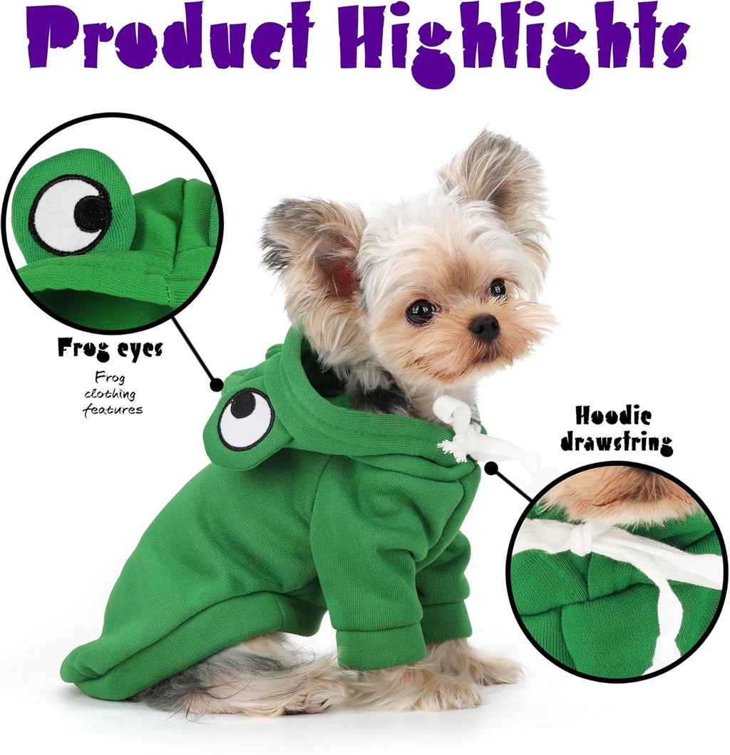 Adorable Frog Dog Hoodie with Cute Frog Eyes,Warm and Cozy Cotton Blend Sweatshirt for Small,Medium Dogs Perfect for Fall,Dog Costumes,and Cosplay Parties,Pet Outfit for All Occasions