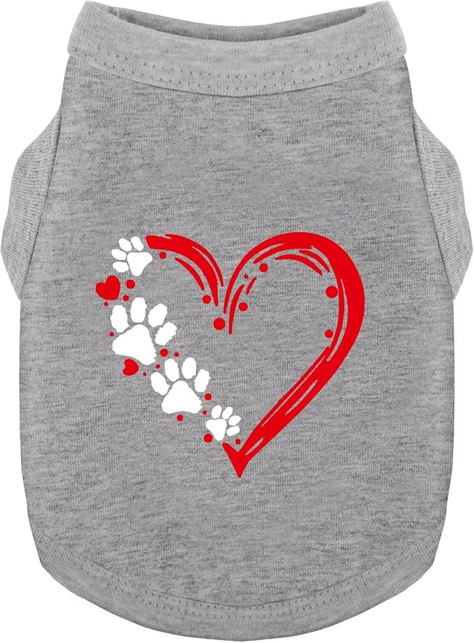 Discover Cozy Sleeveless Canine Wear: Soft, Lightweight, and Breathable Cotton Dog Shirt Featuring Heart and Paw Graphics. Vest Tank Top is Ideal for Small, Medium, and Large Breeds Black