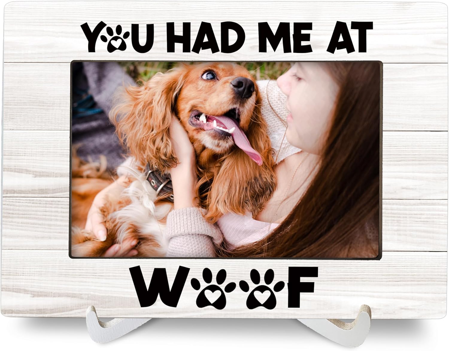 Dog Gift 8x6 Picture Frames, Dog Mom Gifts for Women, Gift for Dogs Owner, Pet Dogs Memorial Wood Photo Frame, You Had Me At Woof Pet Dad Gifts Picture Frame for Wall and Tabletop Display
