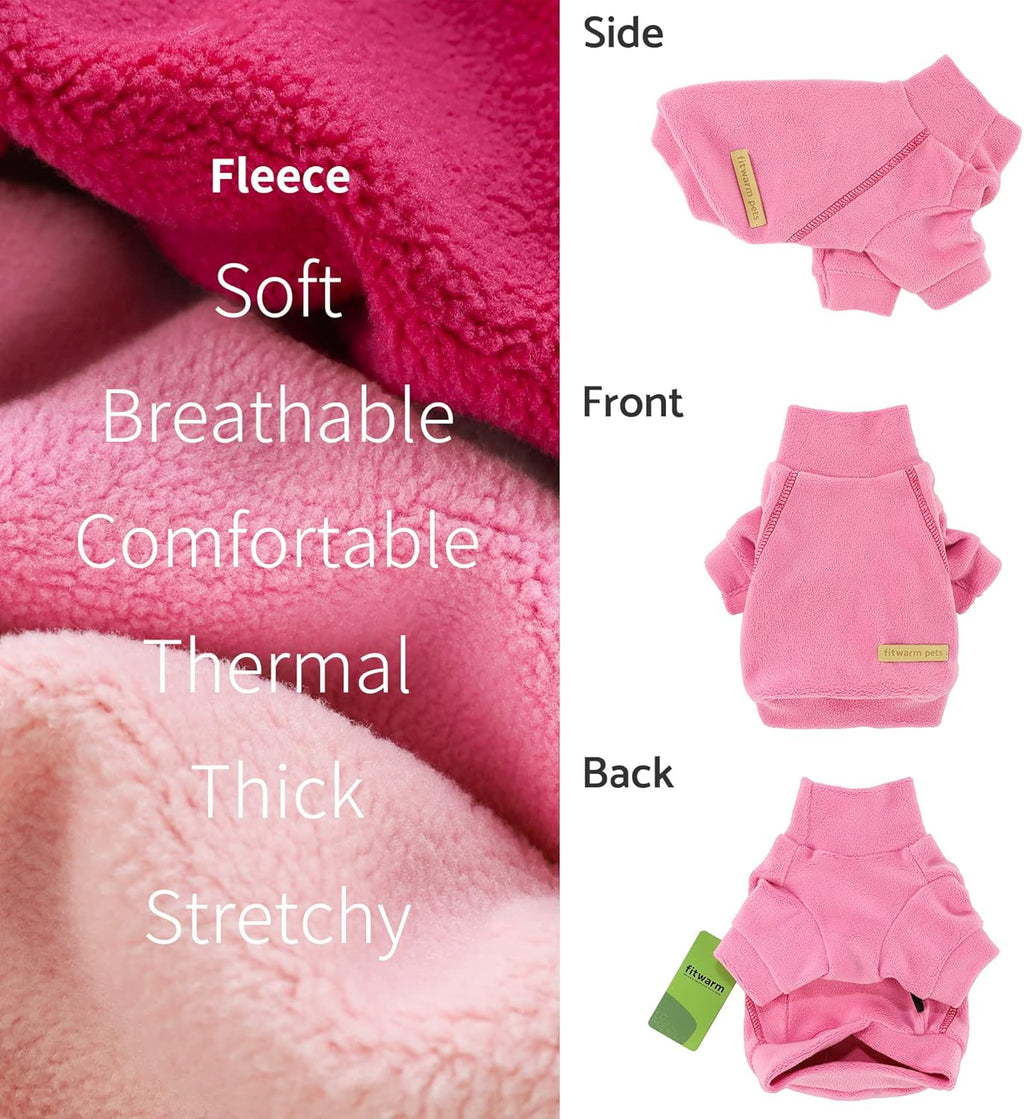Fitwarm 3 Pack Classic Fleece Dog Sweater, Turtleneck Dog Sweatshirt, Dog Winter Clothes for Small Dogs Girl, Pet Pullover Jumper, Cat Apparel, Pink, Rose, Baby Pink