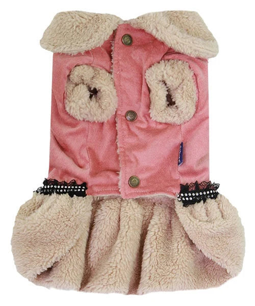 'Bear Dress' for Dogs & Cats - Cute and Cozy Pet Outfit, Perfect for Cold Weather, Comfortable and Fashionable Dress for Small Breeds, Pink