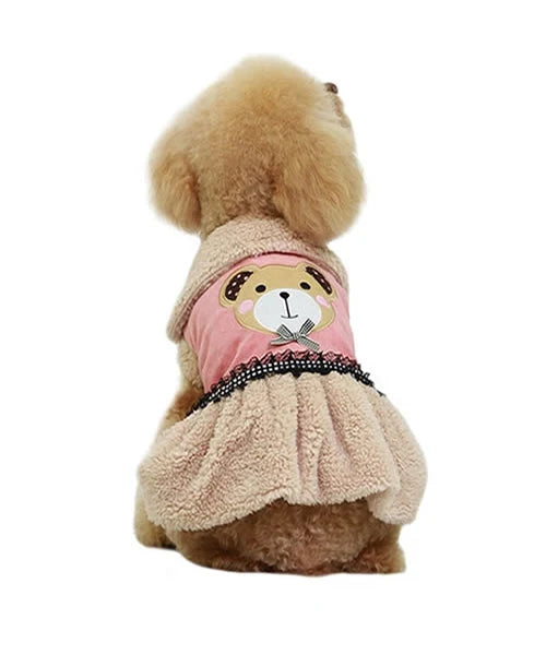 'Bear Dress' for Dogs & Cats - Cute and Cozy Pet Outfit, Perfect for Cold Weather, Comfortable and Fashionable Dress for Small Breeds, Pink