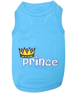 'Prince' Embroidered Dog Shirt – Comfortable Royal Apparel for Dogs & Cats, Light Blue
