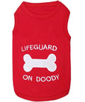 'Lifeguard on Doody' Dog & Cat T-Shirt – Funny Cotton Shirt, Stylish & Comfortable Pet Apparel – Red