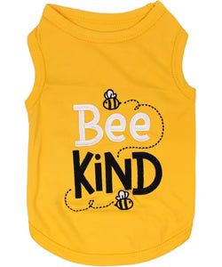 Bee Kind Embroidered Dog Shirt - Trendy Pet Apparel, Yellow