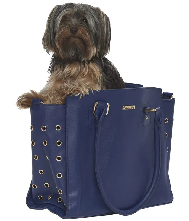 'Santorini Carrier' - Luxury, Comfortable, Chic Navy Blue Pet Travel Bag for Small Dogs & Cats
