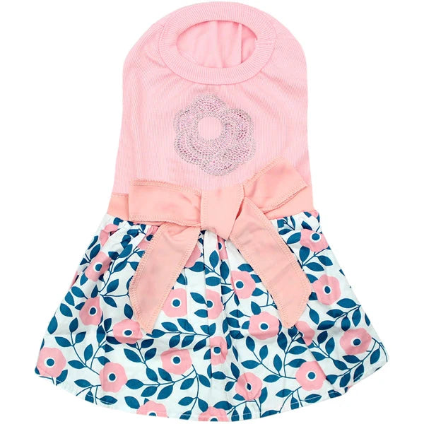 'Cherry Blossoms Dress' Dog & Cat Shirt – Designer Pink Floral Dress, Perfect for Summer – Pink-Valentine's Day