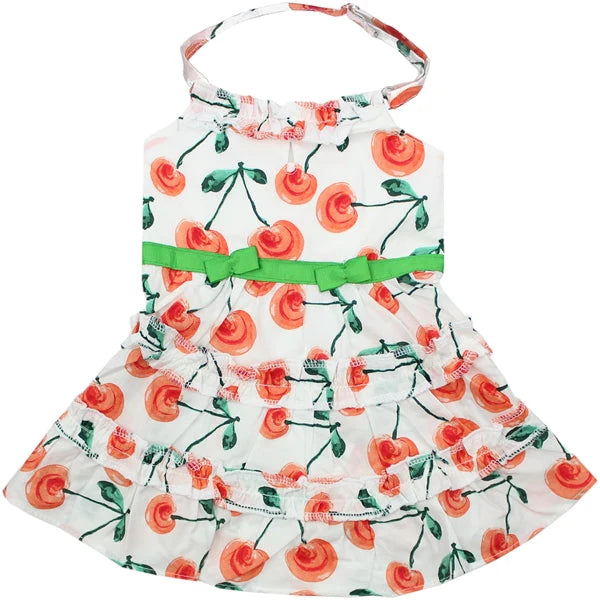 Red Poppies Boho Dress' Dog & Cat T-shirt – Adjustable Floral Pet Dress, Perfect for Summer - Red, White, Green-Valentine's Day