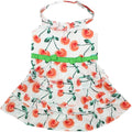 Red Poppies Boho Dress' Dog & Cat T-shirt – Adjustable Floral Pet Dress, Perfect for Summer - Red, White, Green-Valentine's Day