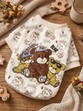 Printed Three Teddy Bear Flannel Sweatshirt, Thick And Warm For Cool Pets In Autumn And Winter